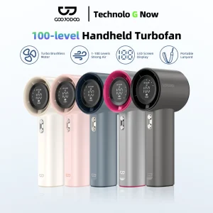 GOOJODOQ Quạt Turbo Jet 4000 mAh có thể sạc lại, cầm tay, di động, gió mạnh