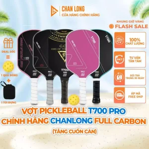 [TẶNG CUỐN CÁN] Vợt Pickleball T700 Pro Chính Hãng. Full Carbon 16mm Mặt Nhám Siêu Nhẹ Cho Thi Đấu, Luyện Tập, Mới Chơi Công Thủ Toàn Diện