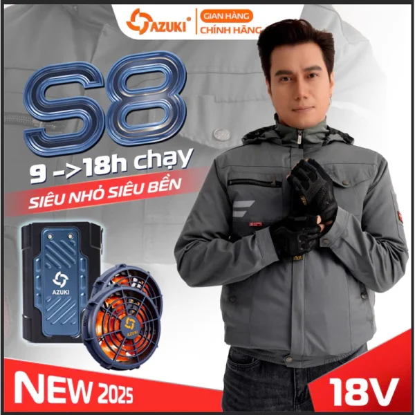 [CLICK LÀ MUA] Áo Điều Hòa AZUKI ULTRA S8 Bán Chạy Nhất 2025 Pin Siêu Nhẹ ,Quạt 18V Chống Nước Siêu Mạnh [ BH 12 Tháng ] - Hình ảnh 3