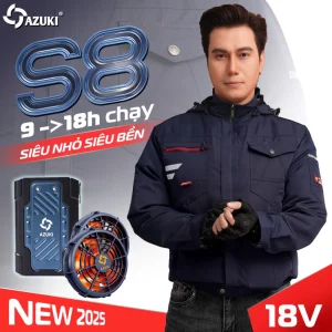 [CLICK LÀ MUA] Áo Điều Hòa AZUKI ULTRA S8 Bán Chạy Nhất 2025 Pin Siêu Nhẹ ,Quạt 18V Chống Nước Siêu Mạnh [ BH 12 Tháng ]