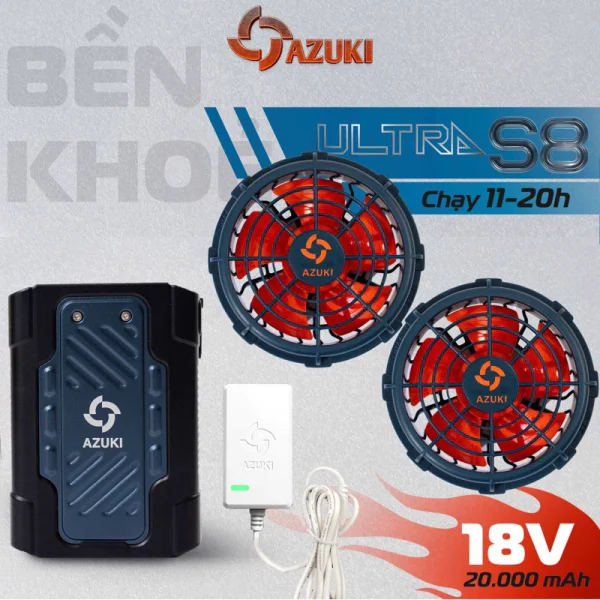 [CLICK LÀ MUA] Áo Điều Hòa AZUKI ULTRA S8 Bán Chạy Nhất 2025 Pin Siêu Nhẹ ,Quạt 18V Chống Nước Siêu Mạnh [ BH 12 Tháng ] - Hình ảnh 7