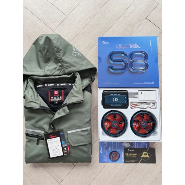 [CLICK LÀ MUA] Áo Điều Hòa AZUKI ULTRA S8 Bán Chạy Nhất 2025 Pin Siêu Nhẹ ,Quạt 18V Chống Nước Siêu Mạnh [ BH 12 Tháng ] - Hình ảnh 6