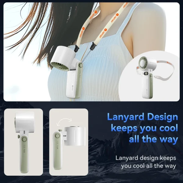 JAMAY Quạt cầm tay có thể sạc lại với 199 gió mạnh Với không khí lạnh Màn hình LED kỹ thuật số ngoài trời bền bỉ F5PRO - Hình ảnh 5