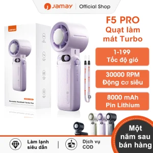 JAMAY Quạt cầm tay có thể sạc lại với 199 gió mạnh Với không khí lạnh Màn hình LED kỹ thuật số ngoài trời bền bỉ F5PRO